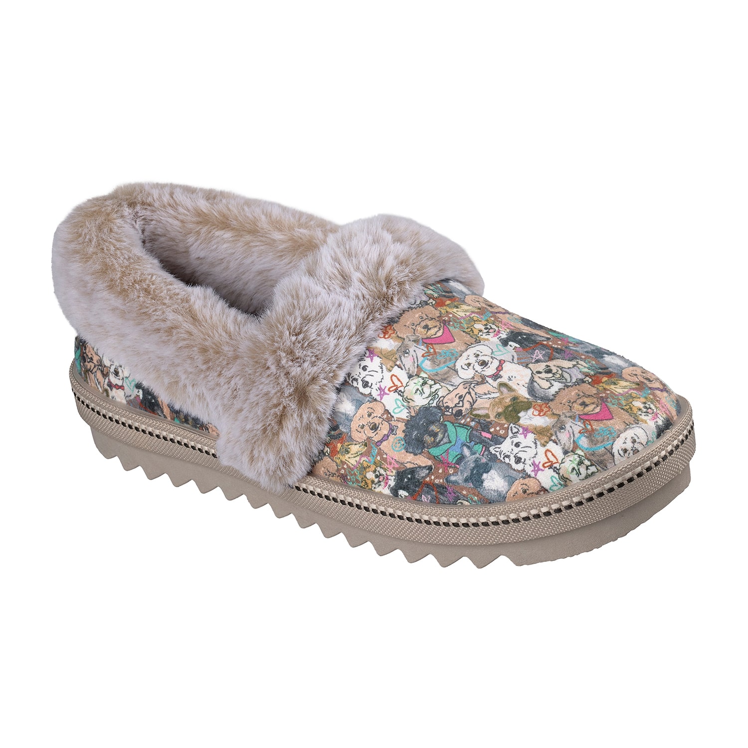 Skechers Bobs Cozy Kiss Wag Worthy Womens Memory Foam Faux Fur Trim Slip-On Slippers