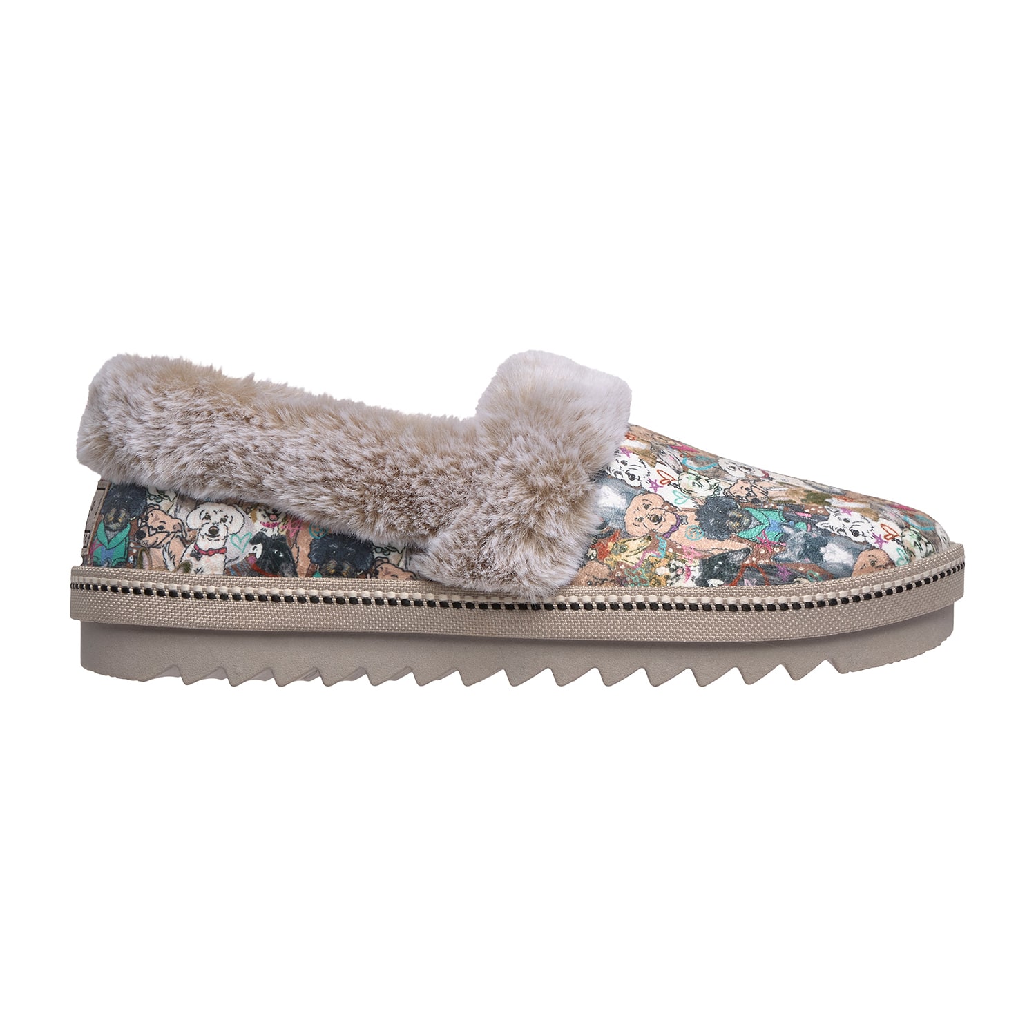 Skechers Bobs Cozy Kiss Wag Worthy Womens Memory Foam Faux Fur Trim Slip-On Slippers