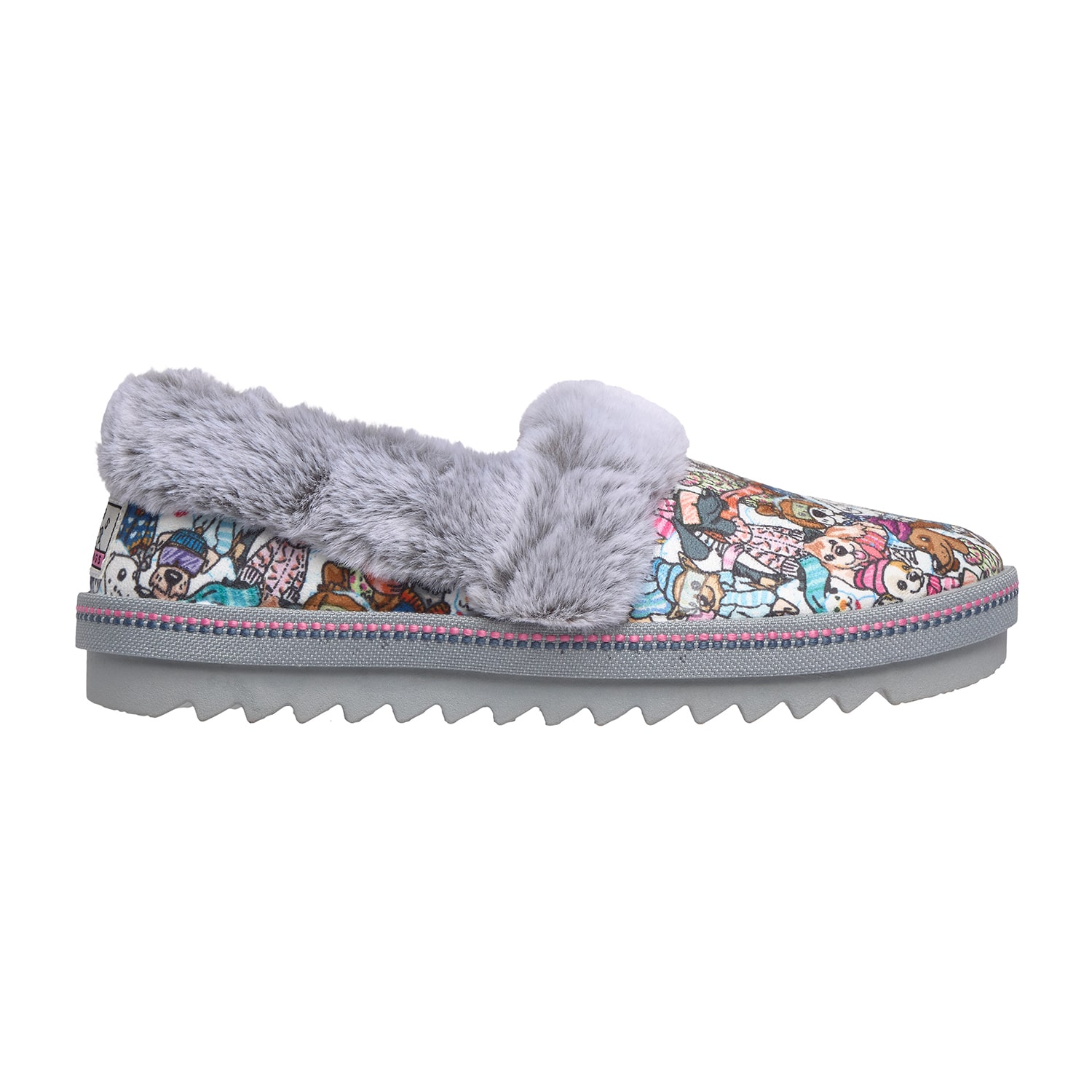 Skechers Bobs Cozy Kiss Bundled Bark Womens Memory Foam Faux Fur Trim Slip-On Slippers