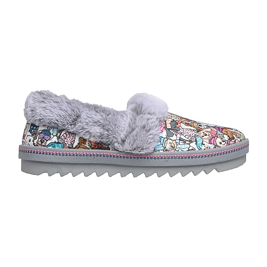 Skechers Bobs Cozy Kiss Bundled Bark Womens Memory Foam Faux Fur Trim Slip-On Slippers