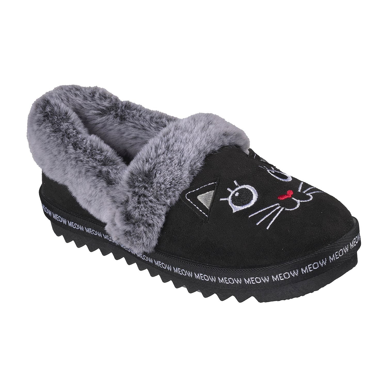 Skechers Bobs Cozy Kiss Cat Womens Memory Foam Faux Fur Trim Slip-On Slippers