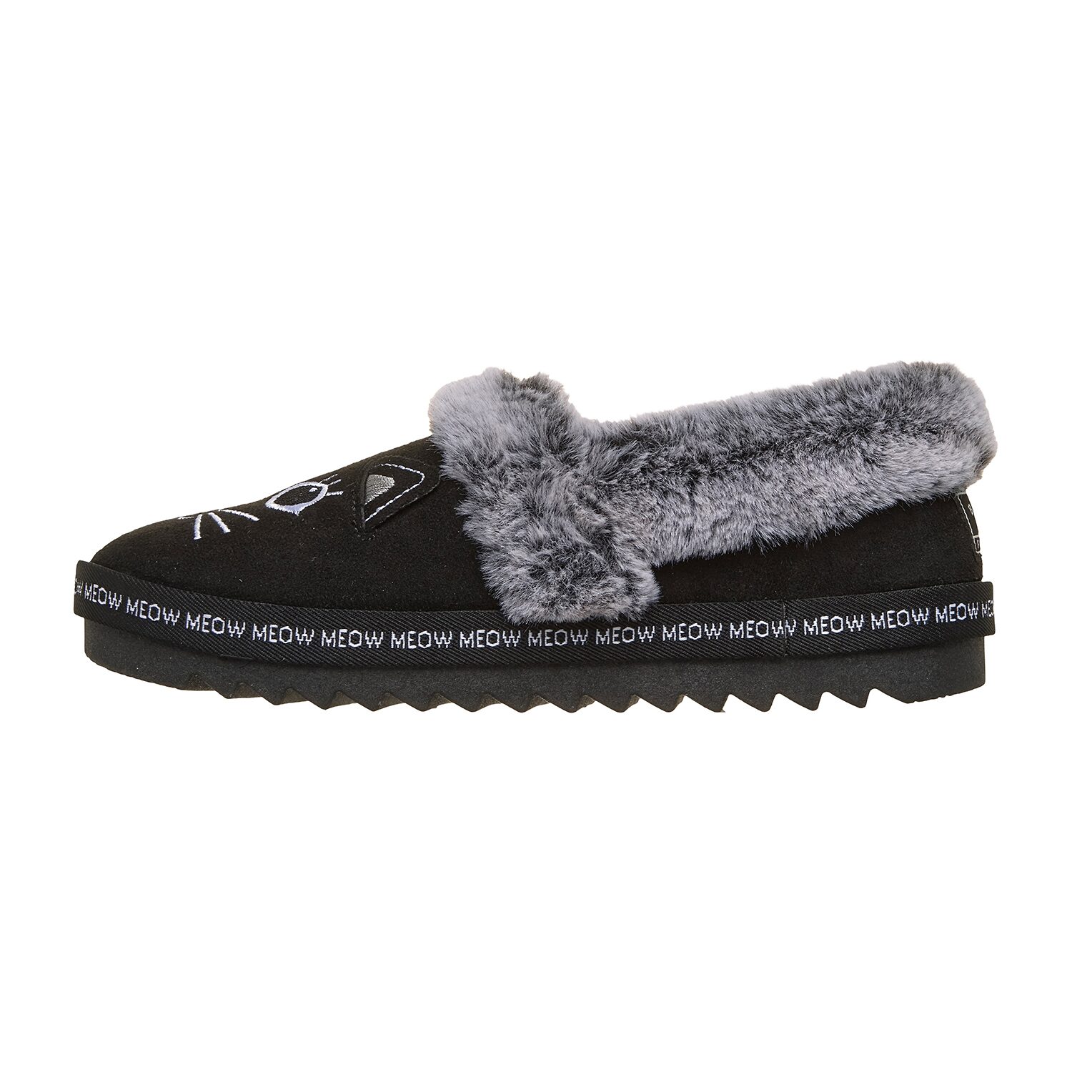 Skechers Bobs Cozy Kiss Cat Womens Memory Foam Faux Fur Trim Slip-On Slippers