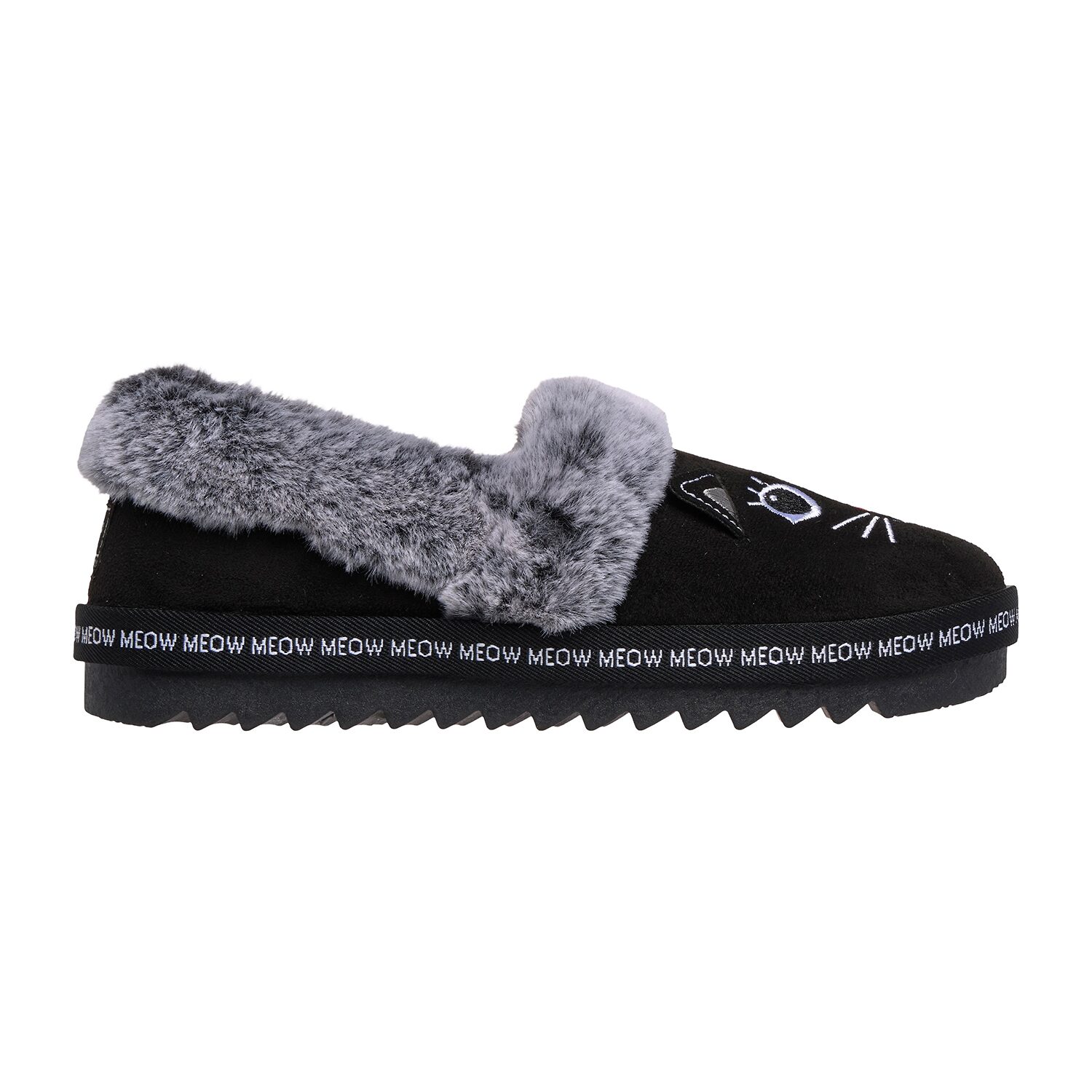 Skechers Bobs Cozy Kiss Cat Womens Memory Foam Faux Fur Trim Slip-On Slippers