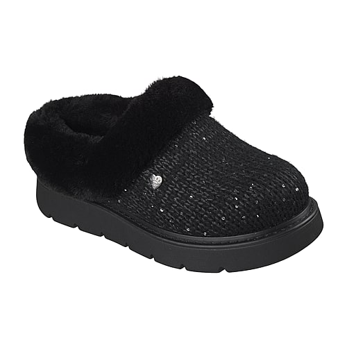 Bobs From Skechers Skechers Bobs Keepsakes Lite B Bright Womens Memory Foam Faux Fur Trim Slip-on Slippers In Black