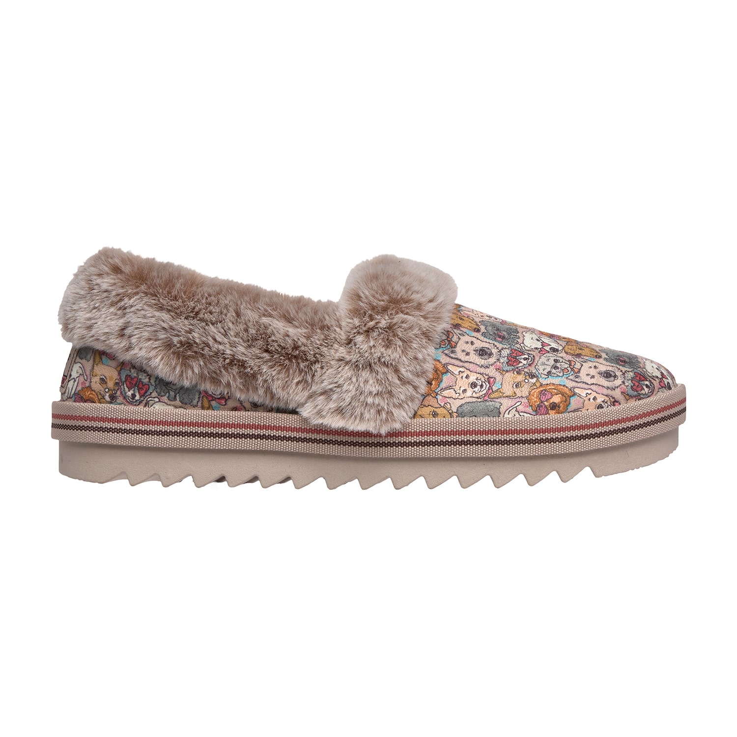 Skechers Bobs Cozy Kiss Doggie Dreams Womens Memory Foam Faux Fur Trim Slip-On Slippers