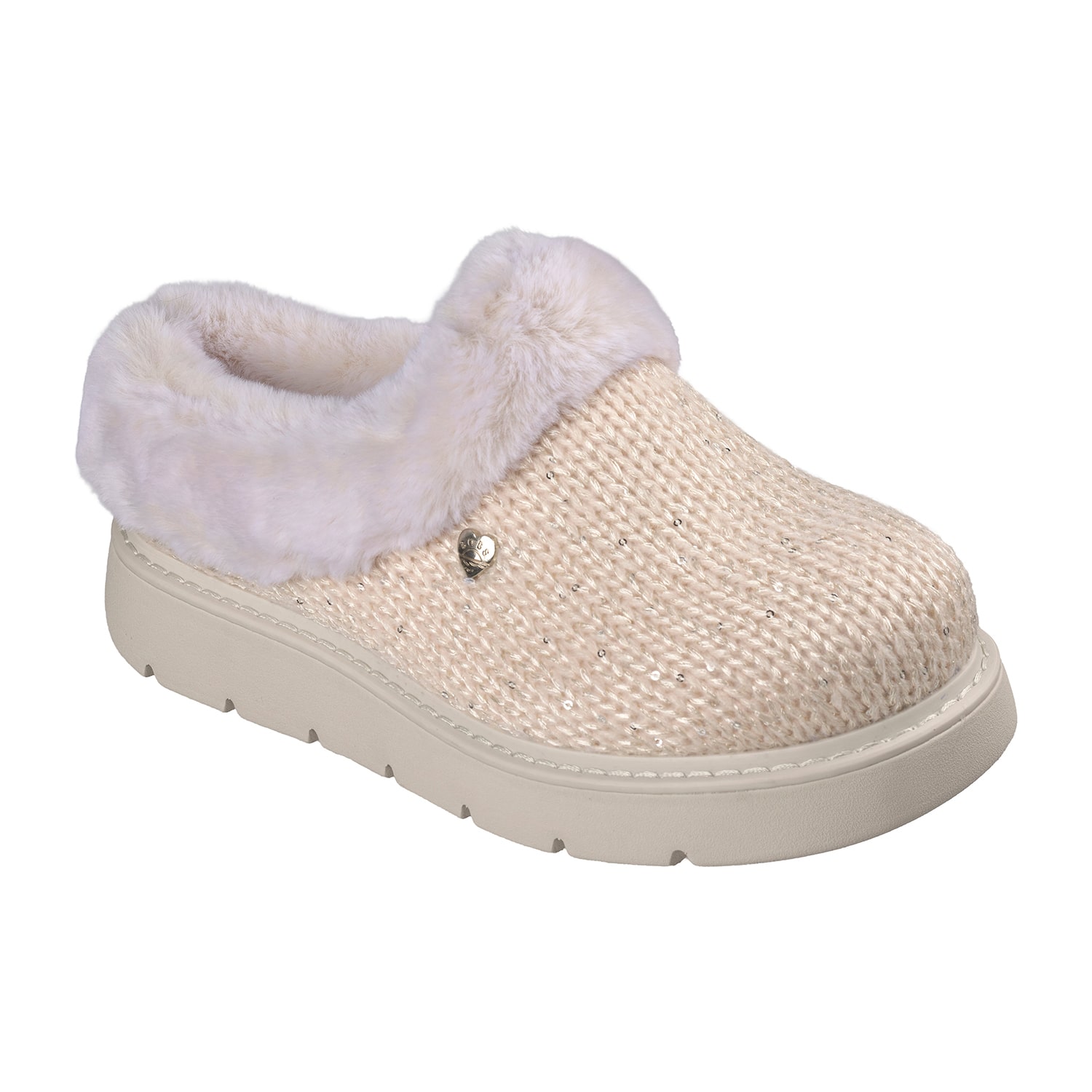 Skechers Bobs Keepsakes Lite B Bright Womens Memory Foam Faux Fur Trim Slip-On Slippers