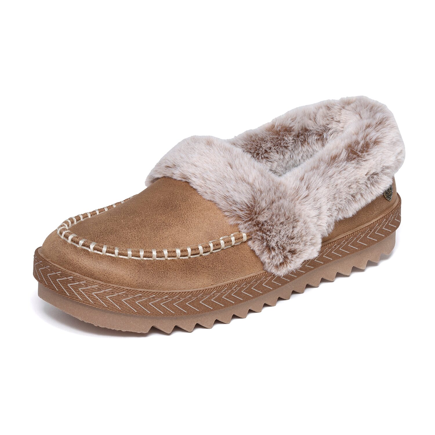 Skechers Bobs Cozy Kiss Snug Stitch Womens Memory Foam Faux Fur Trim Slip-On Slippers