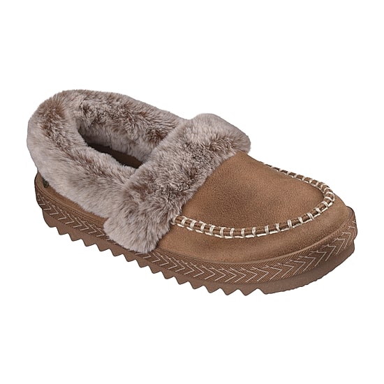 Skechers Bobs Cozy Kiss Snug Stitch Womens Memory Foam Faux Fur Trim Slip-On Slippers