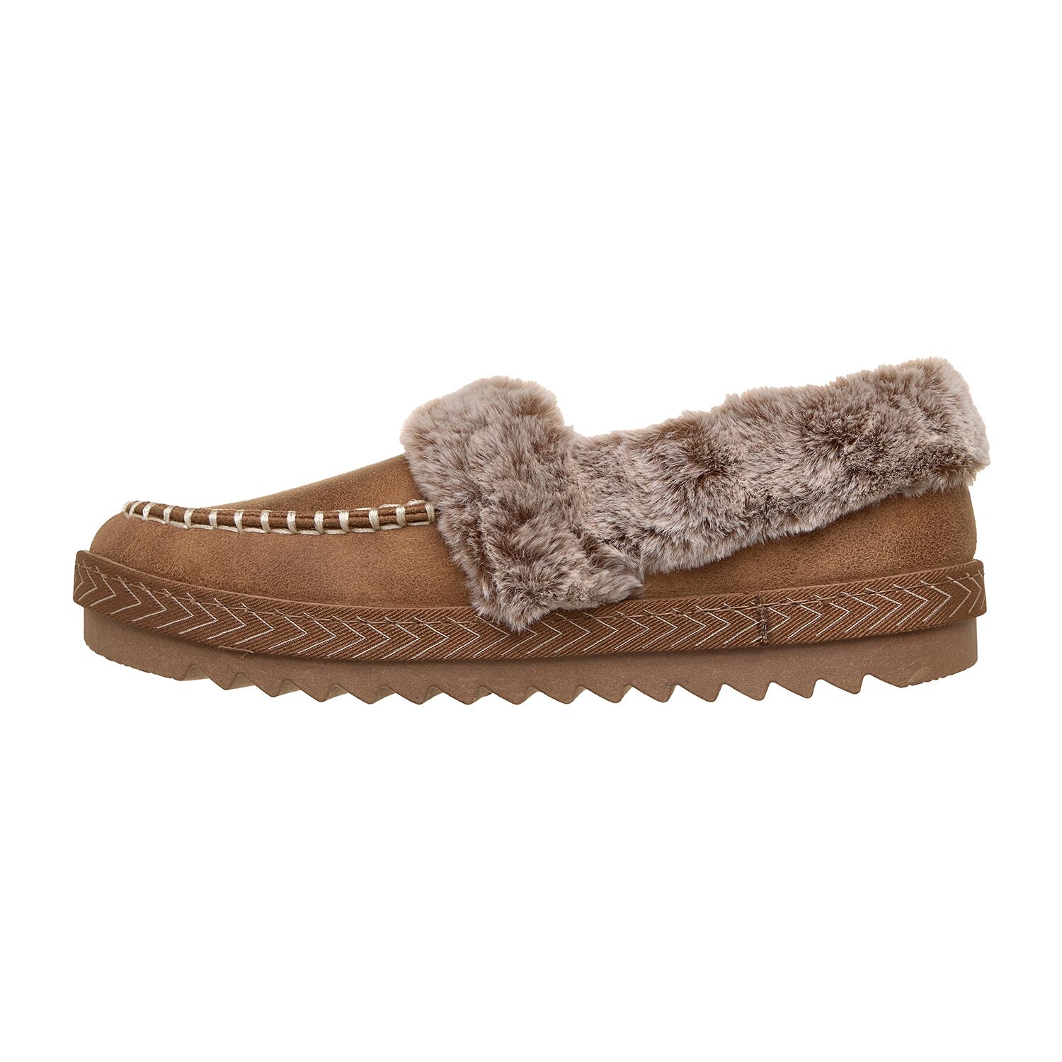 Skechers Bobs Cozy Kiss Snug Stitch Womens Memory Foam Faux Fur Trim Slip-On Slippers