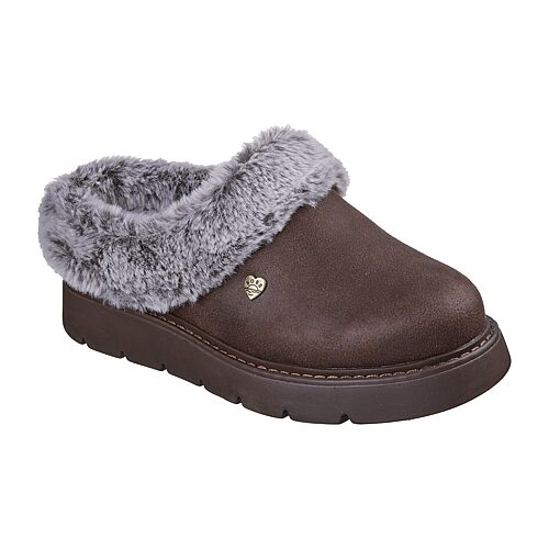 Bobs From Skechers Skechers Bobs Keepsakes Lite Cozy Blend Womens Memory Foam Faux Fur Trim Slip-on Slippers In Brown