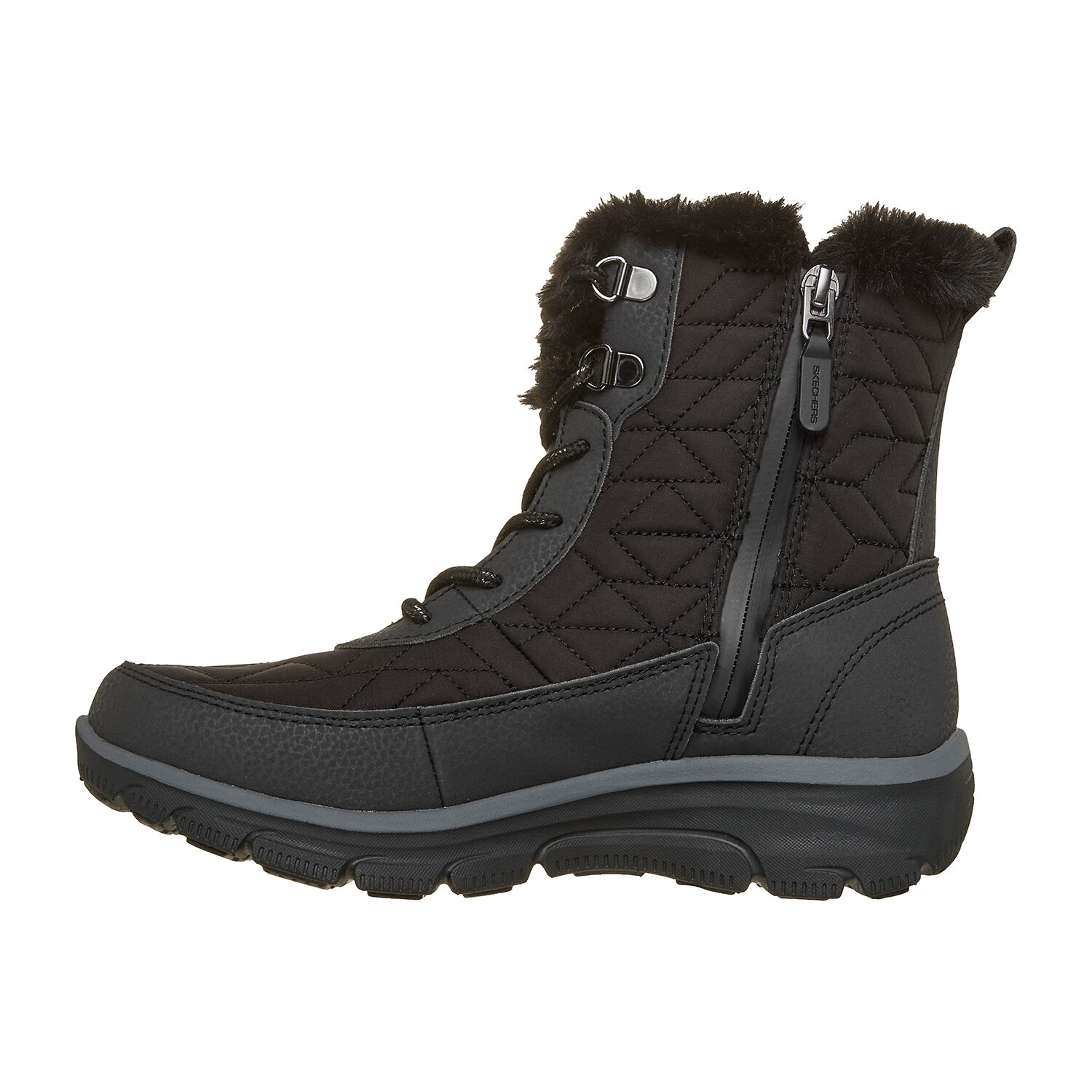 Skechers Womens Wilshire Blvd Fresh Zip Fleece Lined Flat Heel Winter Boots
