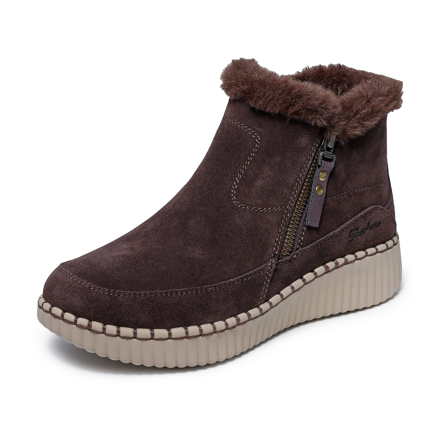 Skechers Womens Wilshire Blvd Fresh Zip Fleece Lined Flat Heel Winter Boots
