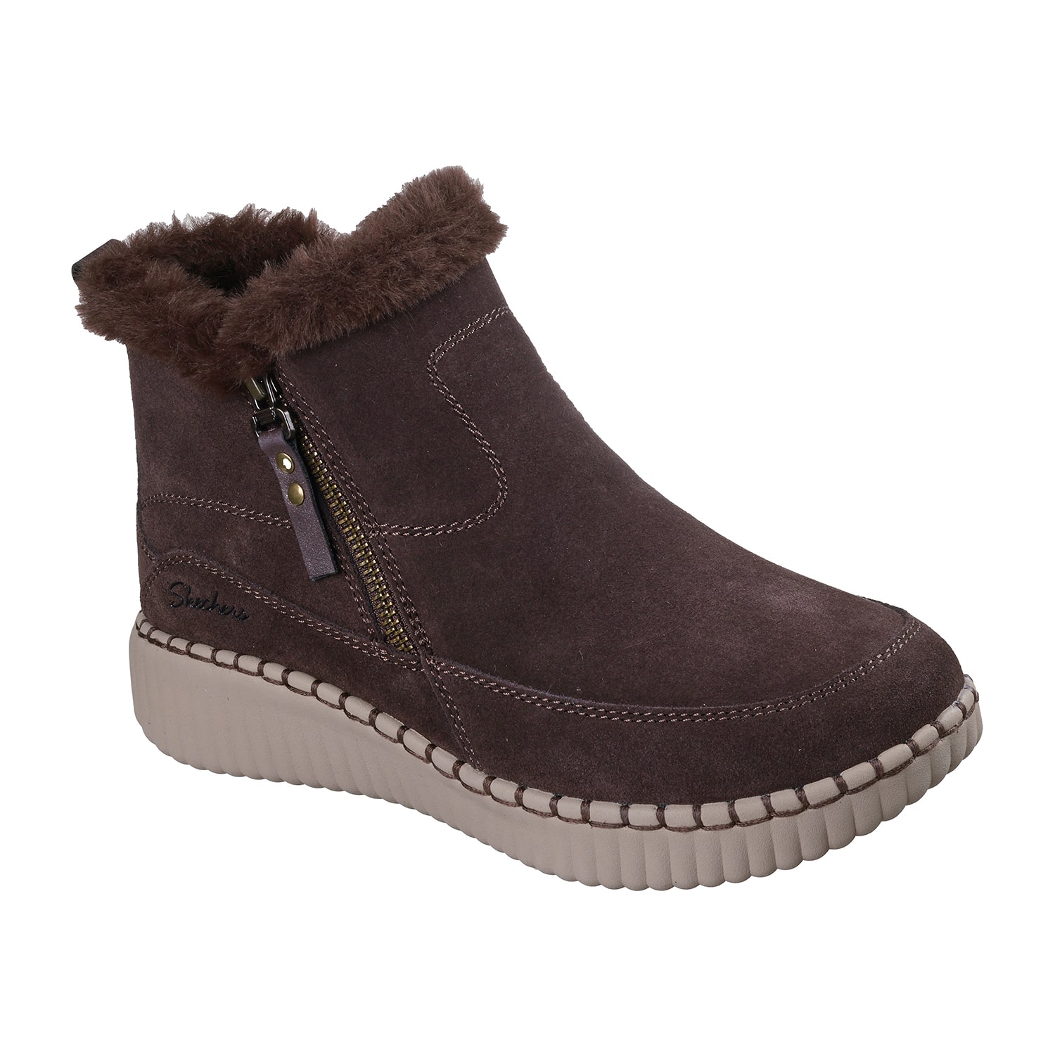 Skechers Womens Wilshire Blvd Fresh Zip Fleece Lined Flat Heel Winter Boots