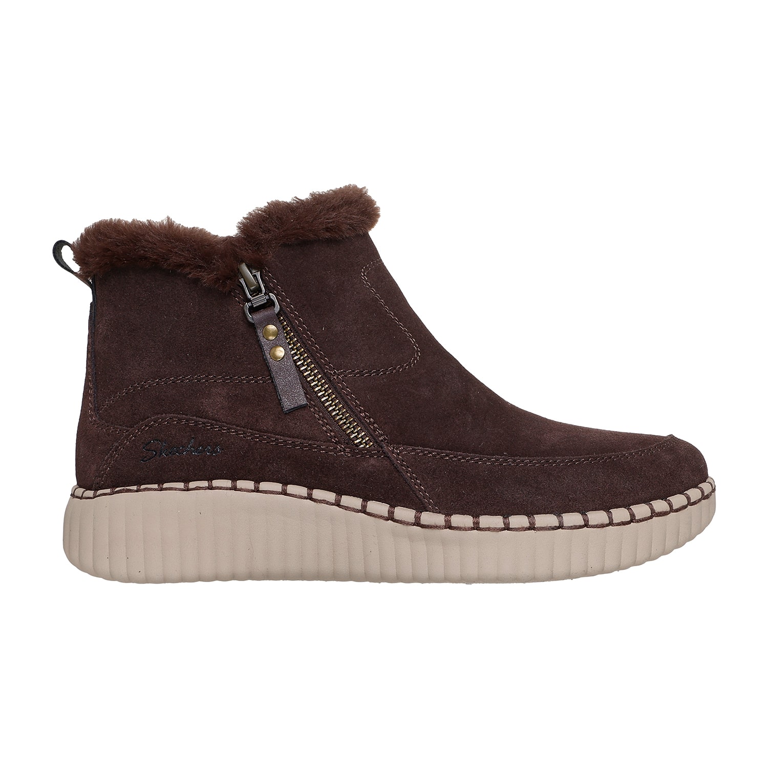 Skechers Womens Wilshire Blvd Fresh Zip Fleece Lined Flat Heel Winter Boots