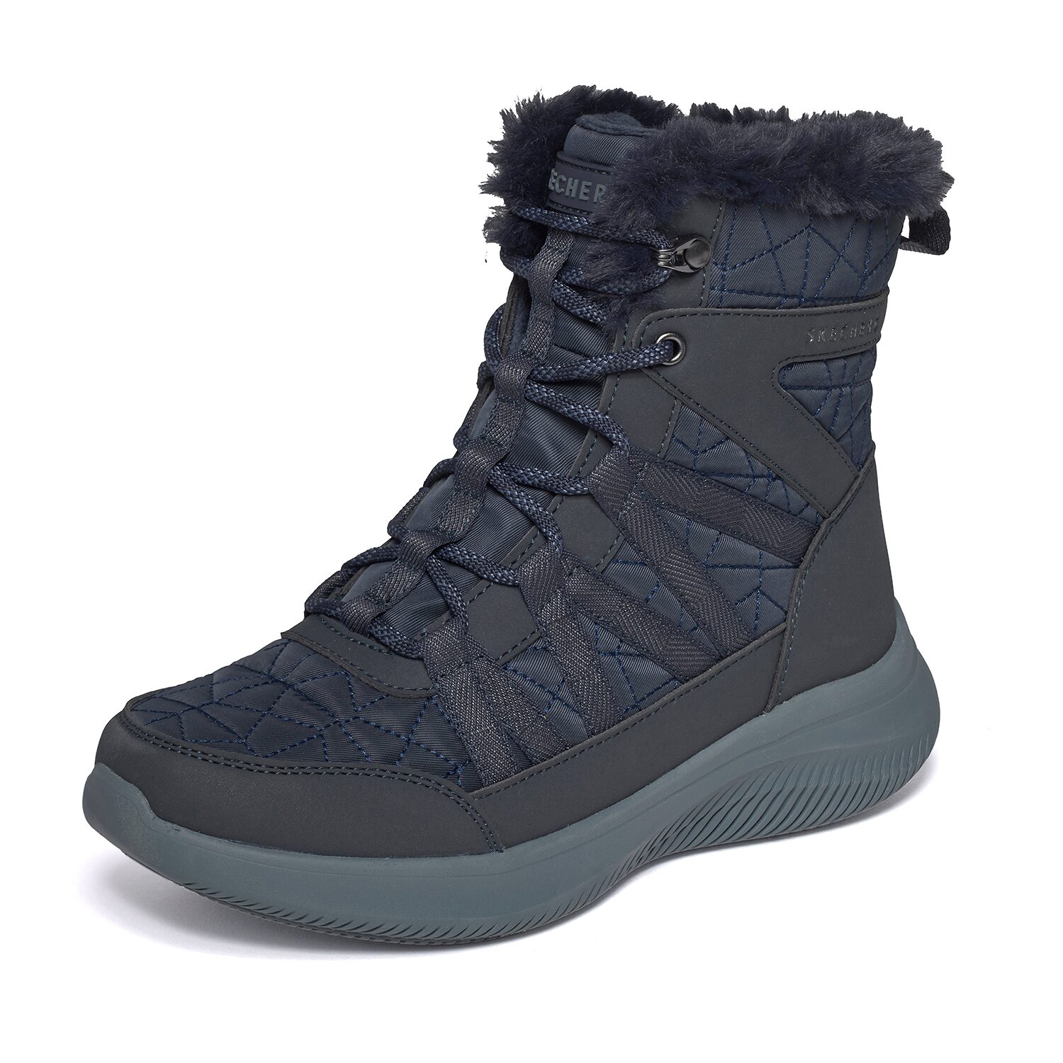 Skechers Womens Ultra Flex 4.0 Winter Rush Faux Fur Lined Flat Heel Boots