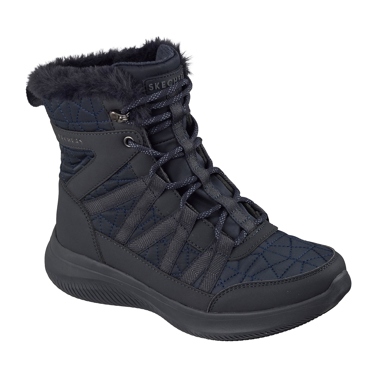 Skechers Womens Ultra Flex 4.0 Winter Rush Faux Fur Lined Flat Heel Boots
