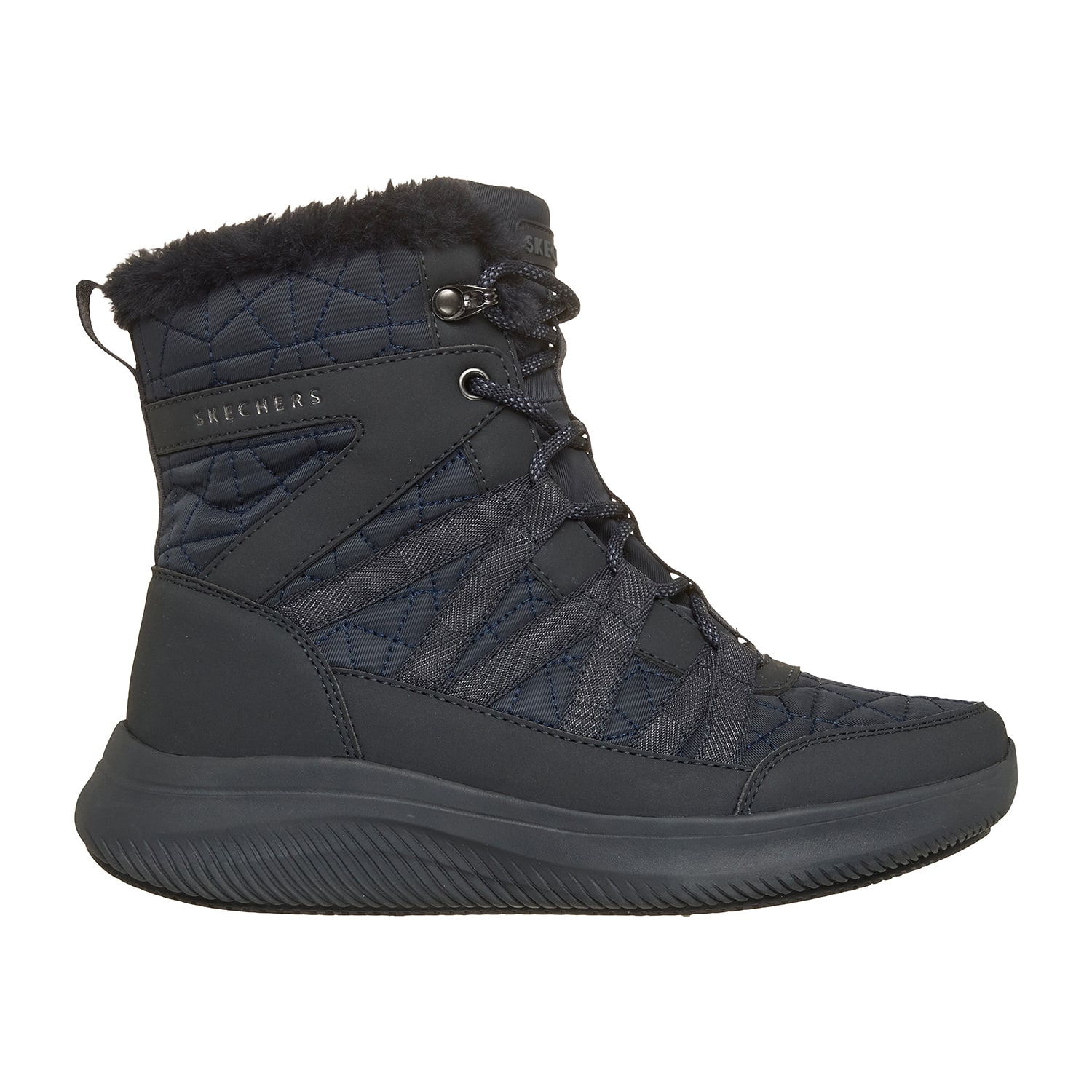 Skechers Womens Ultra Flex 4.0 Winter Rush Faux Fur Lined Flat Heel Boots