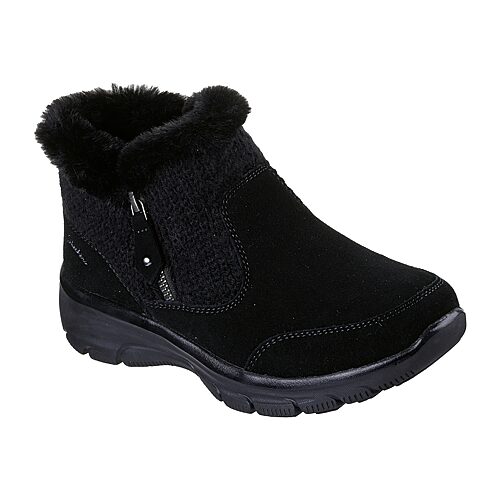 Skechers Women's Relaxed Fit: Easy Going - Cozy Lodge Boots | Size 8.5 | Black | Leather/Metal