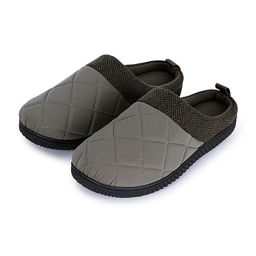 Isotoner Quilted Hoodback Clog Mens Slip-on Slippers In Green