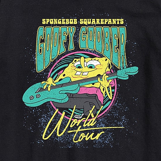 Goofy Goober Tour Mens Crew Neck Short Sleeve Regular Fit Spongebob Graphic T-Shirt