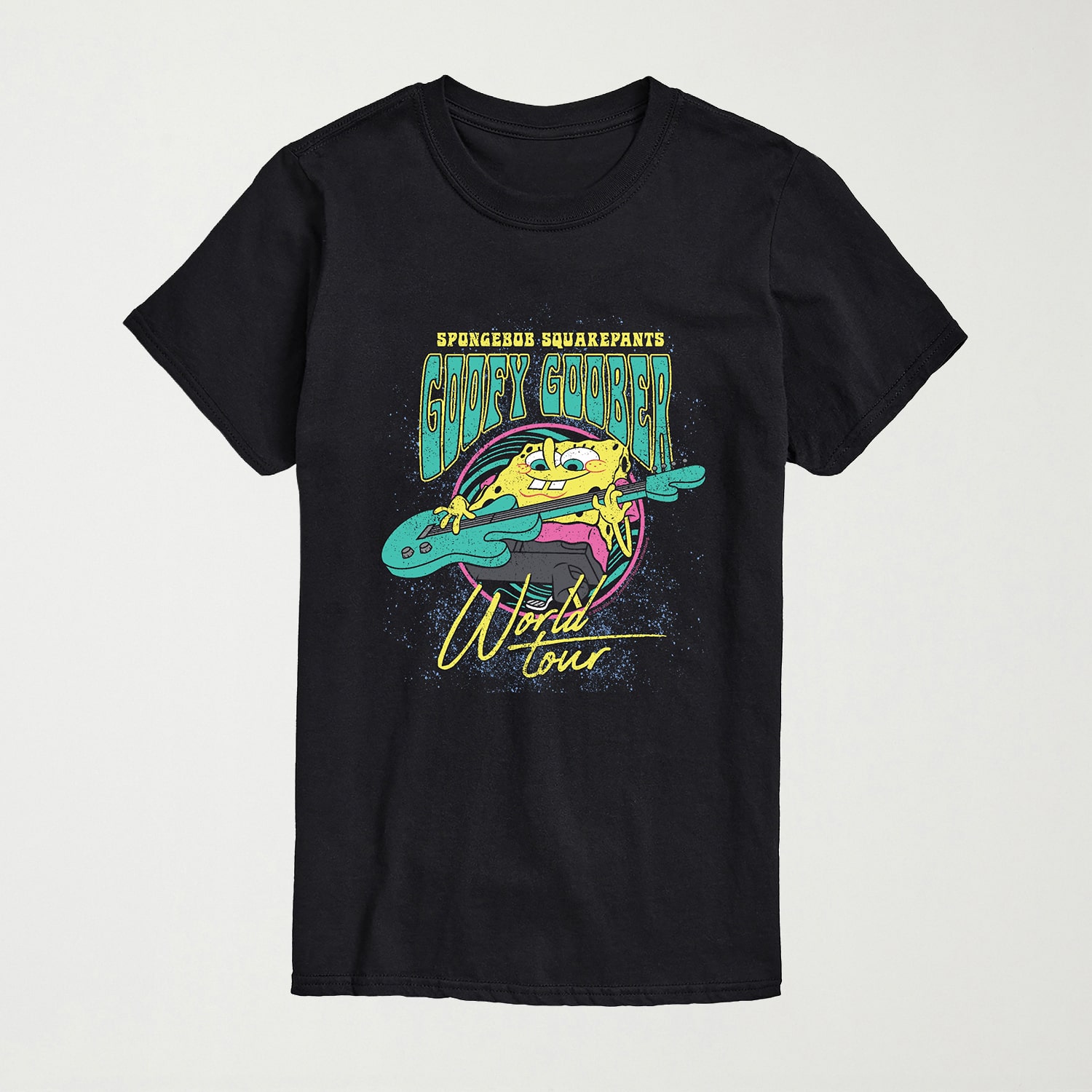 Goofy Goober Tour Mens Crew Neck Short Sleeve Regular Fit Spongebob Graphic T-Shirt