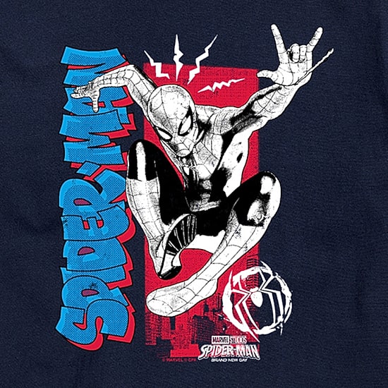 Brand New Day Spidey Senses Mens Crew Neck Short Sleeve Regular Fit Spiderman Graphic T-Shirt