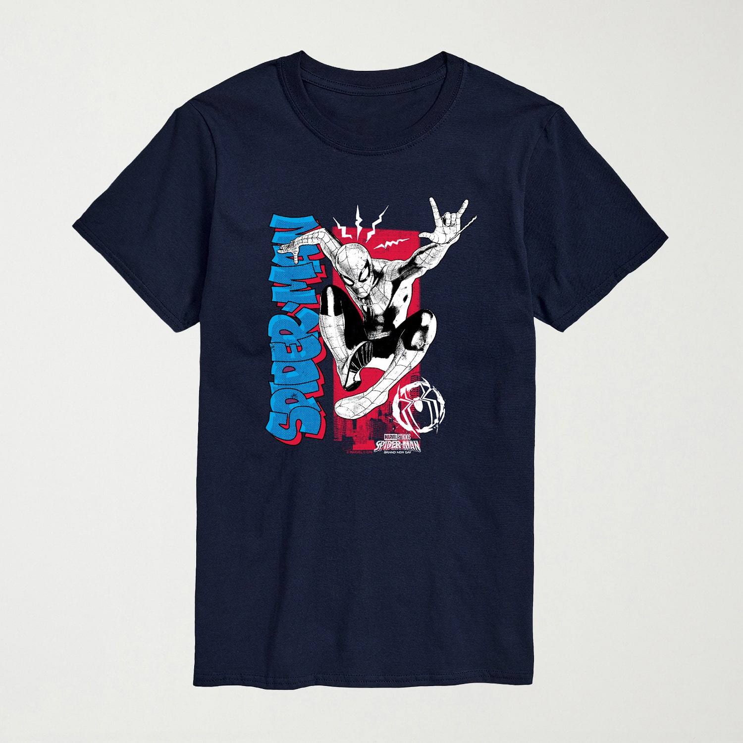 Brand New Day Spidey Senses Mens Crew Neck Short Sleeve Regular Fit Spiderman Graphic T-Shirt