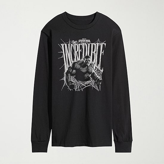 Brand New Day Incredible Hulk Mens Crew Neck Long Sleeve Regular Fit Hulk Graphic T-Shirt