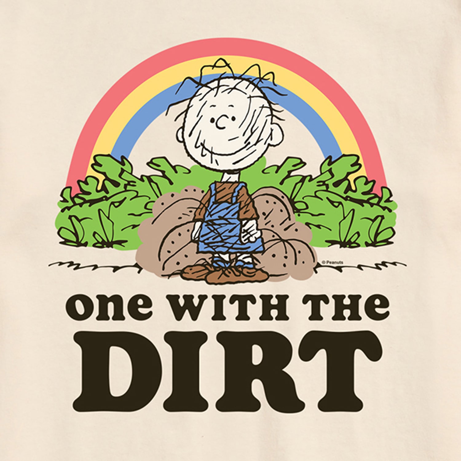 Pigpen One With Dirt Mens Crew Neck Short Sleeve Regular Fit Peanuts Graphic T-Shirt