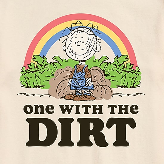 Pigpen One With Dirt Mens Crew Neck Short Sleeve Regular Fit Peanuts Graphic T-Shirt