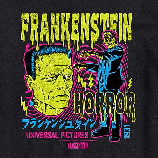 Universal Monsters Frankenstein Mens Crew Neck Short Sleeve Regular Fit Graphic T-Shirt