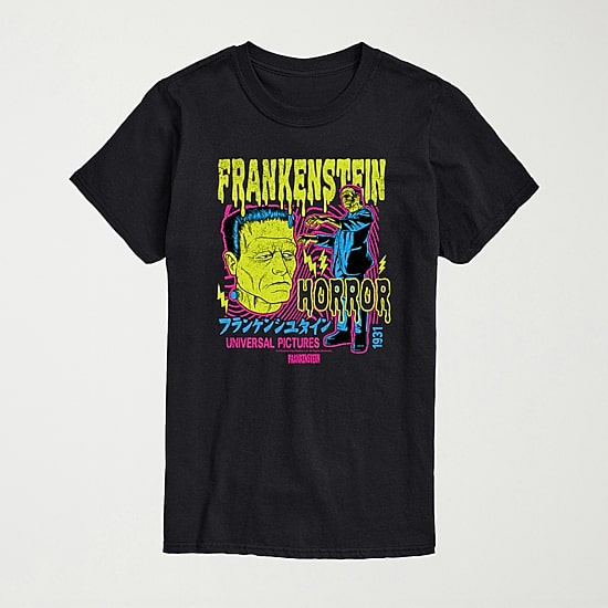 Universal Monsters Frankenstein Mens Crew Neck Short Sleeve Regular Fit Graphic T-Shirt