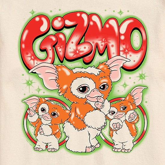 Gremlins Gizmo Airbrush Mens Crew Neck Short Sleeve Regular Fit Gremlins Graphic T-Shirt