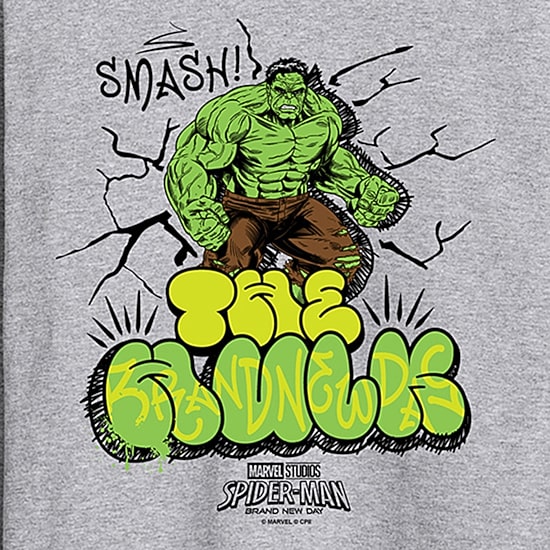 Brand New Day Hulk Smash Graffiti Mens Crew Neck Short Sleeve Regular Fit Hulk Graphic T-Shirt