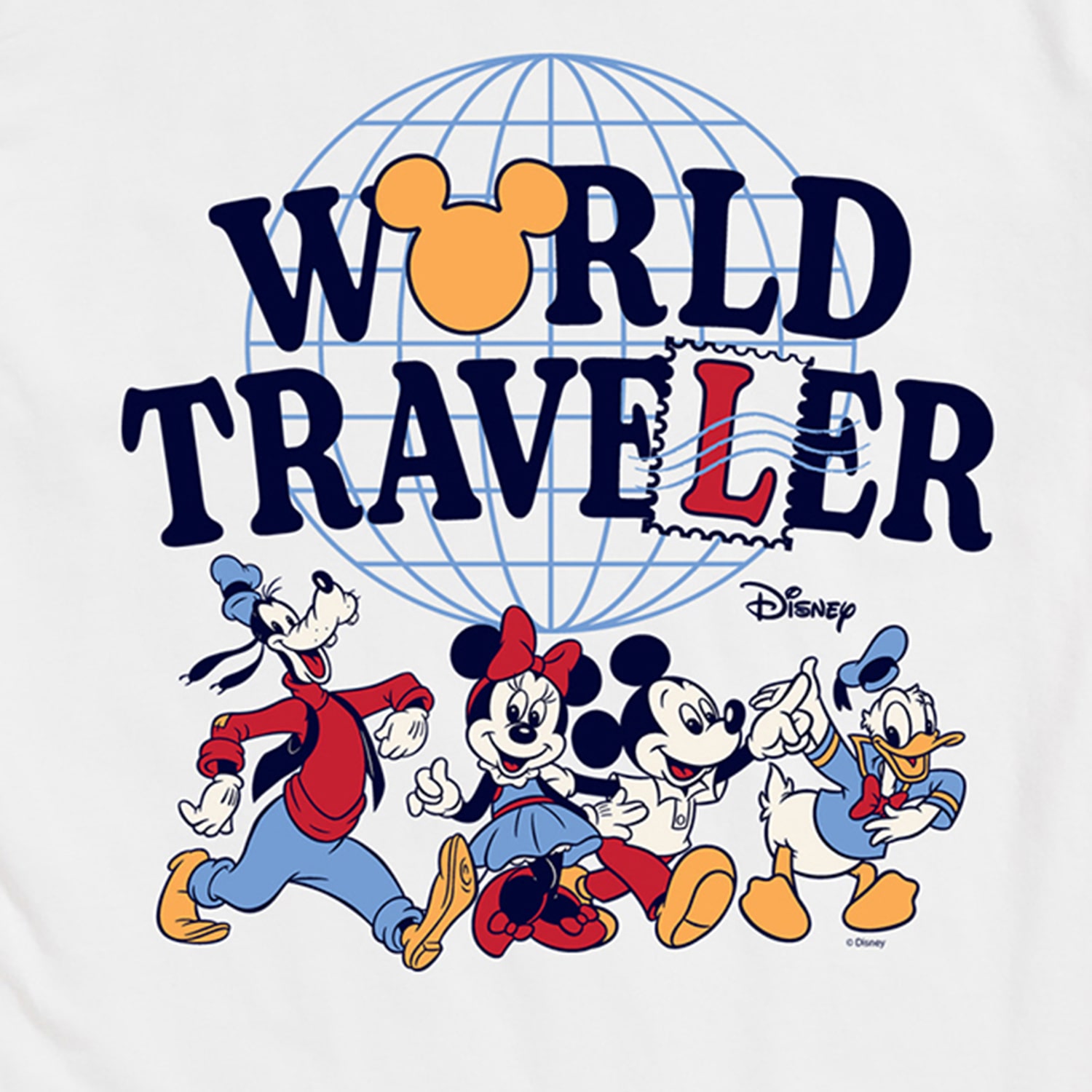 World Traveler Mens Crew Neck Short Sleeve Regular Fit Mickey and Friends Graphic T-Shirt