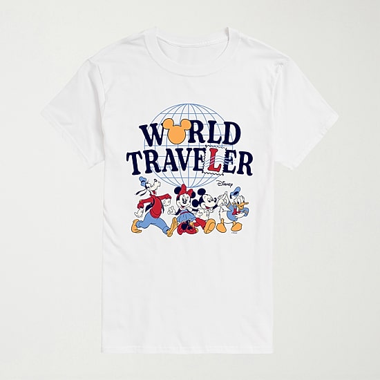 World Traveler Mens Crew Neck Short Sleeve Regular Fit Mickey and Friends Graphic T-Shirt