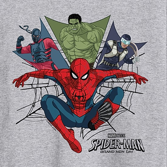 Brand New Day Web Mens Crew Neck Long Sleeve Regular Fit Spiderman Graphic T-Shirt