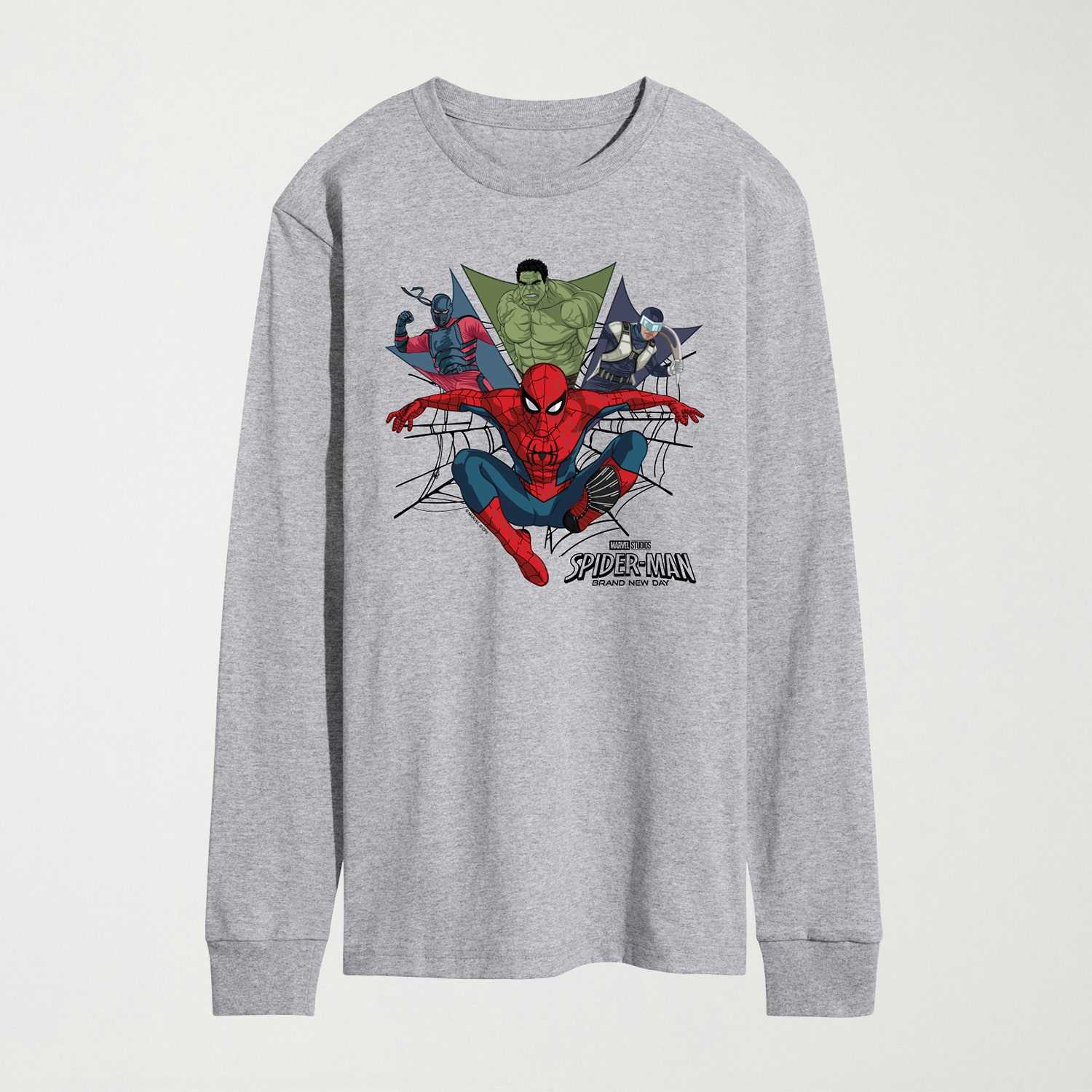 Brand New Day Web Mens Crew Neck Long Sleeve Regular Fit Spiderman Graphic T-Shirt