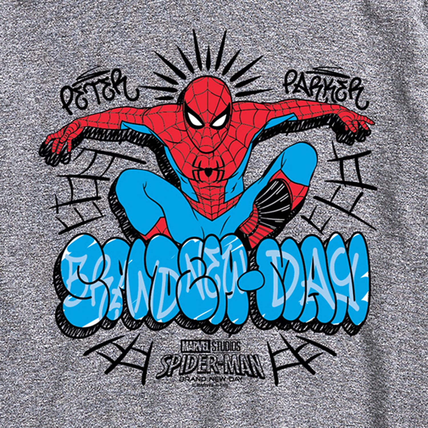 Brand New Day Peter Parker Mens Crew Neck Short Sleeve Regular Fit Spiderman Graphic T-Shirt