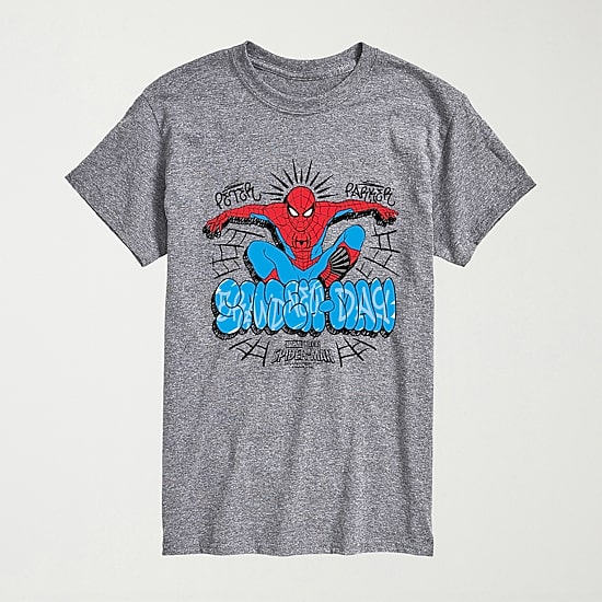 Brand New Day Peter Parker Mens Crew Neck Short Sleeve Regular Fit Spiderman Graphic T-Shirt