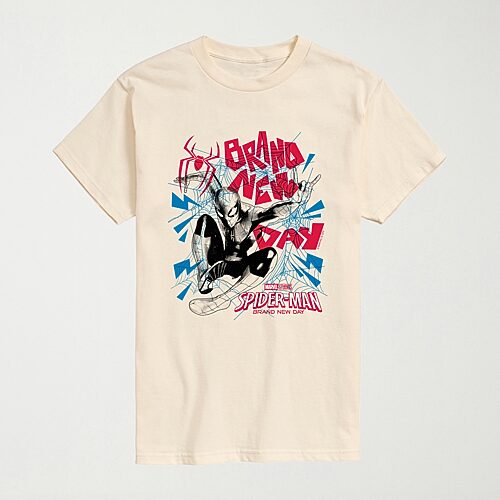 Brand New Day Mens Crew Neck Short Sleeve Regular Fit Spiderman Graphic T-Shirt, X-large, Beige