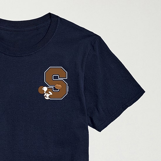 School Football Mens Crew Neck Short Sleeve Regular Fit Peanuts Snoopy Graphic T-Shirt