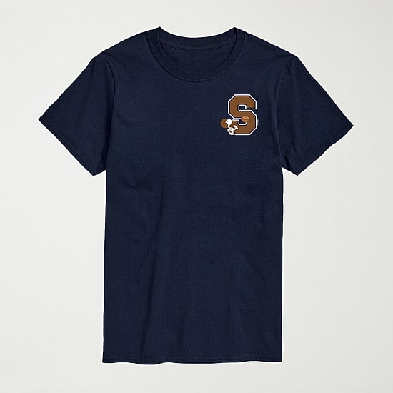 School Football Mens Crew Neck Short Sleeve Regular Fit Peanuts Snoopy Graphic T-Shirt