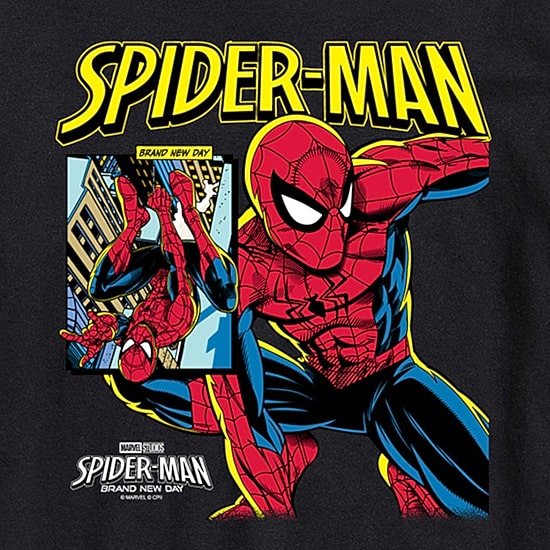 Brand New Day Comic Cover Mens Crew Neck Short Sleeve Regular Fit Spiderman Graphic T-Shirt