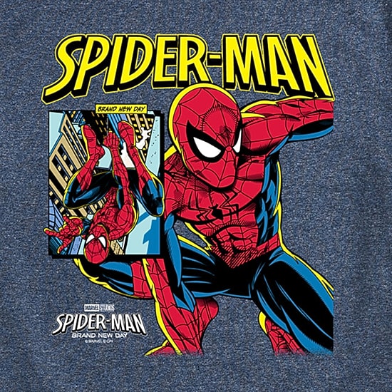 Brand New Day Comic Cover Mens Crew Neck Short Sleeve Regular Fit Spiderman Graphic T-Shirt