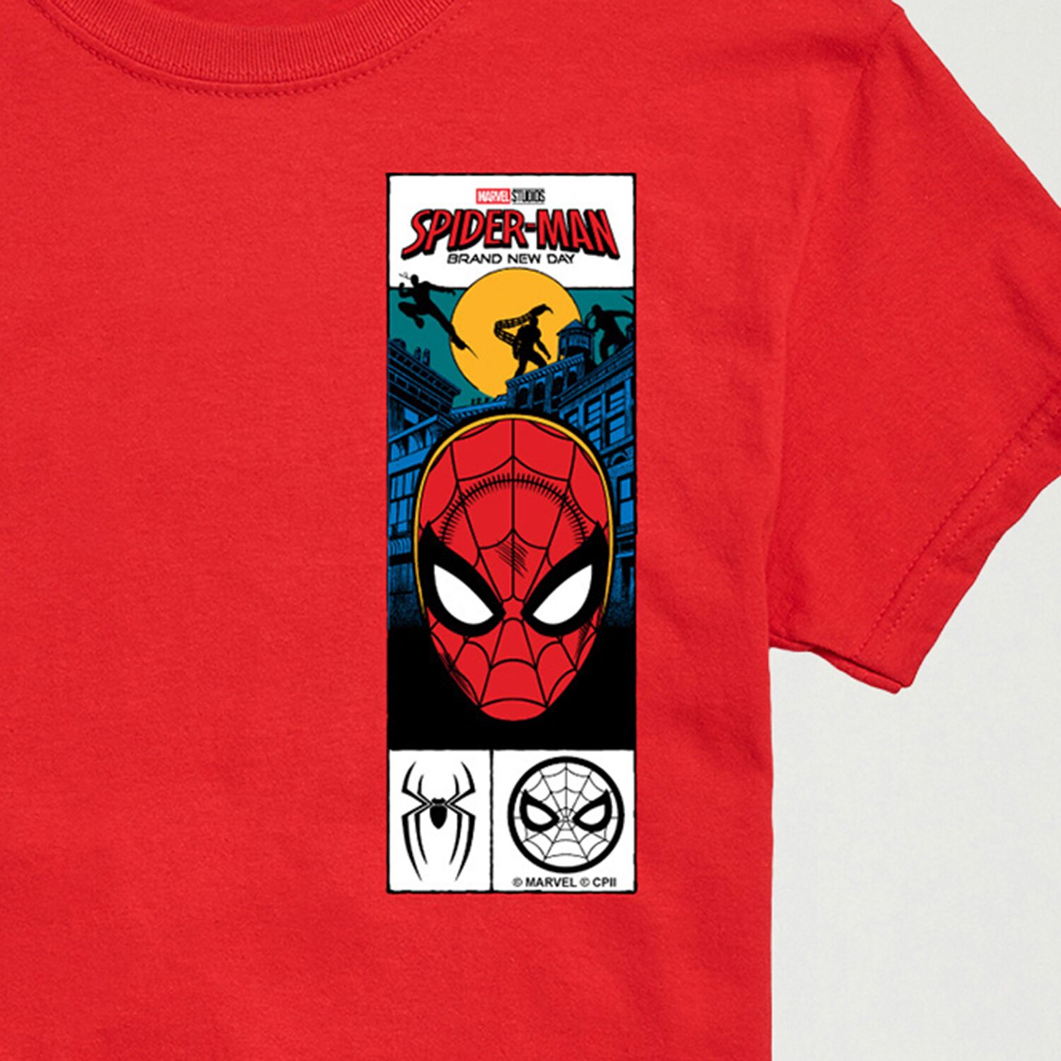 Brand New Day Mask Mens Crew Neck Short Sleeve Regular Fit Spiderman Graphic T-Shirt