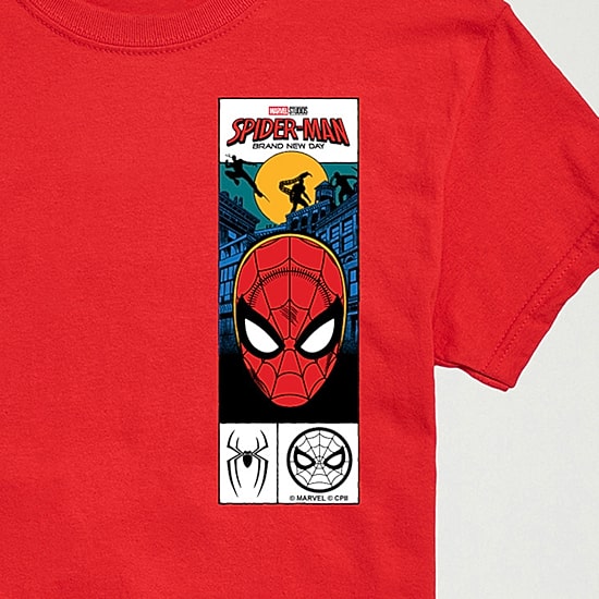 Brand New Day Mask Mens Crew Neck Short Sleeve Regular Fit Spiderman Graphic T-Shirt