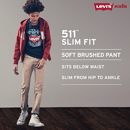 Levi's® Sueded Big Kid Boys Adjustable Waist 511™ Slim Fit Pant