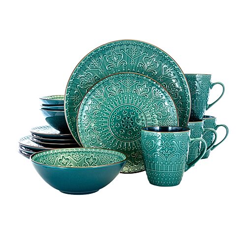 EL-SEAFOAMMOZAIC Sea Foam Mozaic Luxurious Stoneware Dinnerware with Complete Setting for 4 - 16 Piece