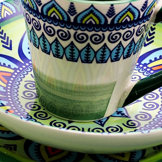 Elama Zen Green Mozaik 16-pc. Stoneware Dinnerware Set